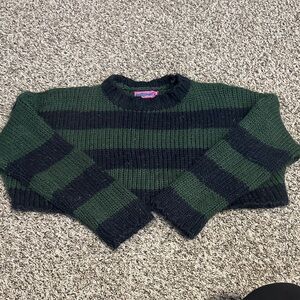 Edikted Dark Green and Black Striped Sweater